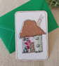 Handmade Cottage Collage Notecard - Eco friendly Flat Card (A6) candy stripe