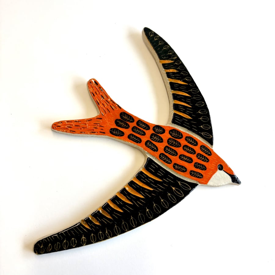 SWIFT BIRD HANGING CERAMIC WALL PLAQUE