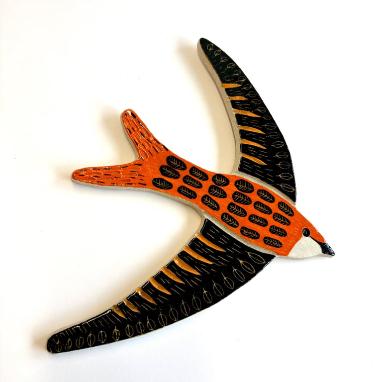 SWIFT BIRD HANGING CERAMIC WALL PLAQUE