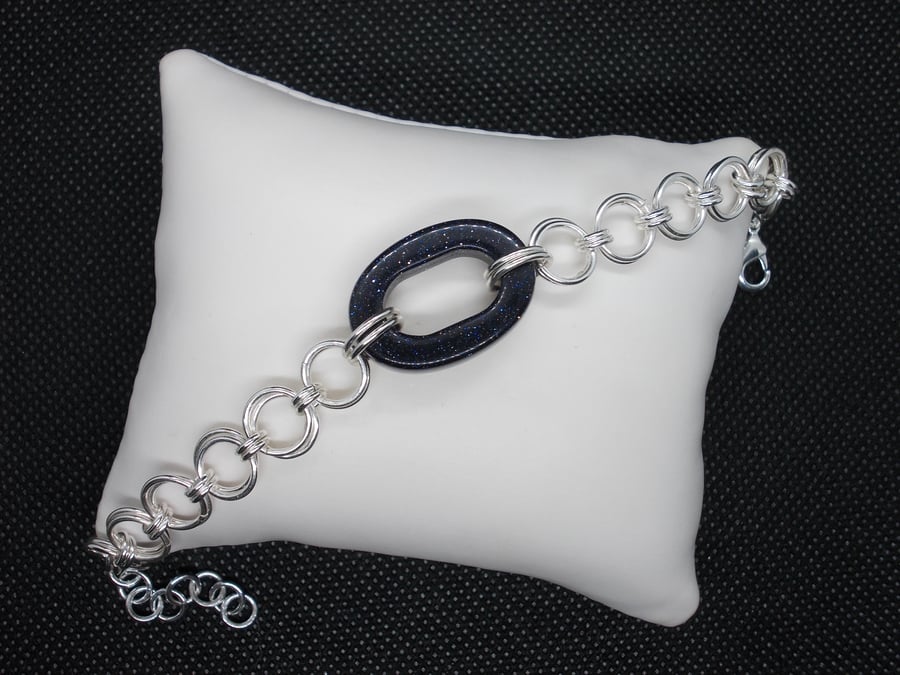 SALE - Blue goldstone loop watch style bracelet