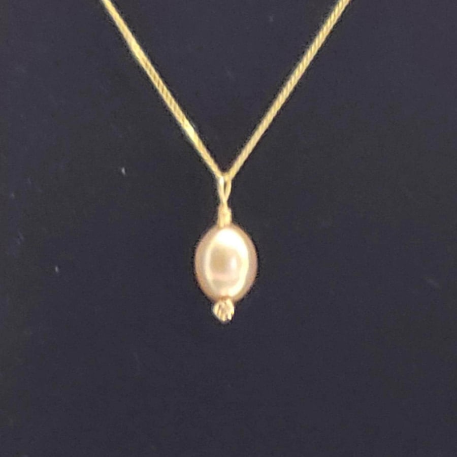 Solid Gold chain and Champagne Gold Freshwater Pearl-Top rated Lustre on every s
