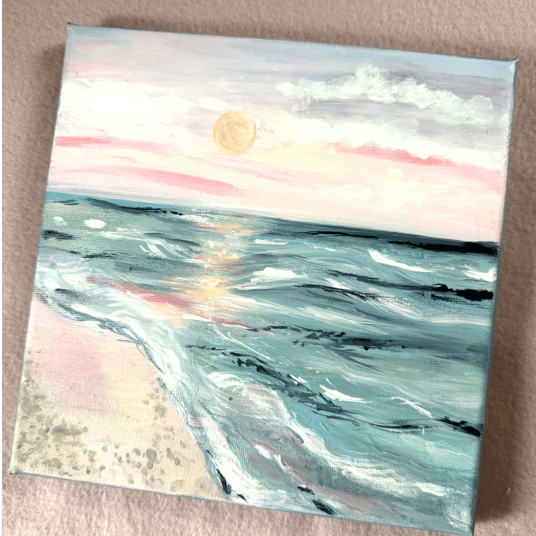Coastal Beach Acrylic Painting - Wall Art