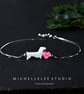 Opal Dachshund Love Heart Bracelet With 925 Sterling Silver Chain