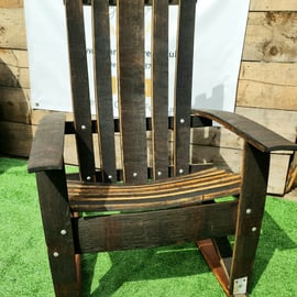 Gorgeous solid oak whisky barrel handmade Adirondack rocking chair garden chair 