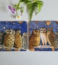 2 wooden coasters Emma Bridgewater owl design housewarming home decor