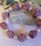 Pretty handmade raspberry and pink polymer clay bracelet