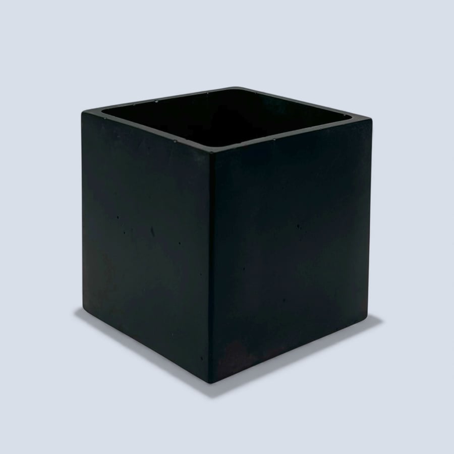 Black square 10 cm plant pot for indoor houseplants handmade planter