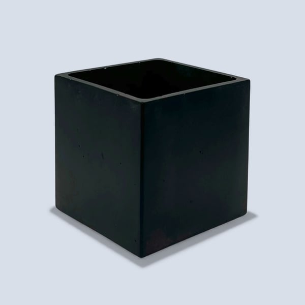 Black square 10 cm plant pot for indoor houseplants handmade planter