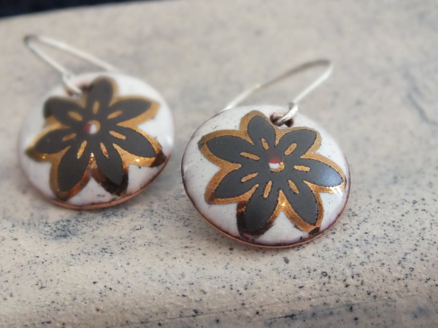 SALE: Enamelled Flower Earrings