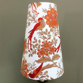 Orange Red Oriental Jonelle Spice Island BIRD VIntage fabric Lampshade