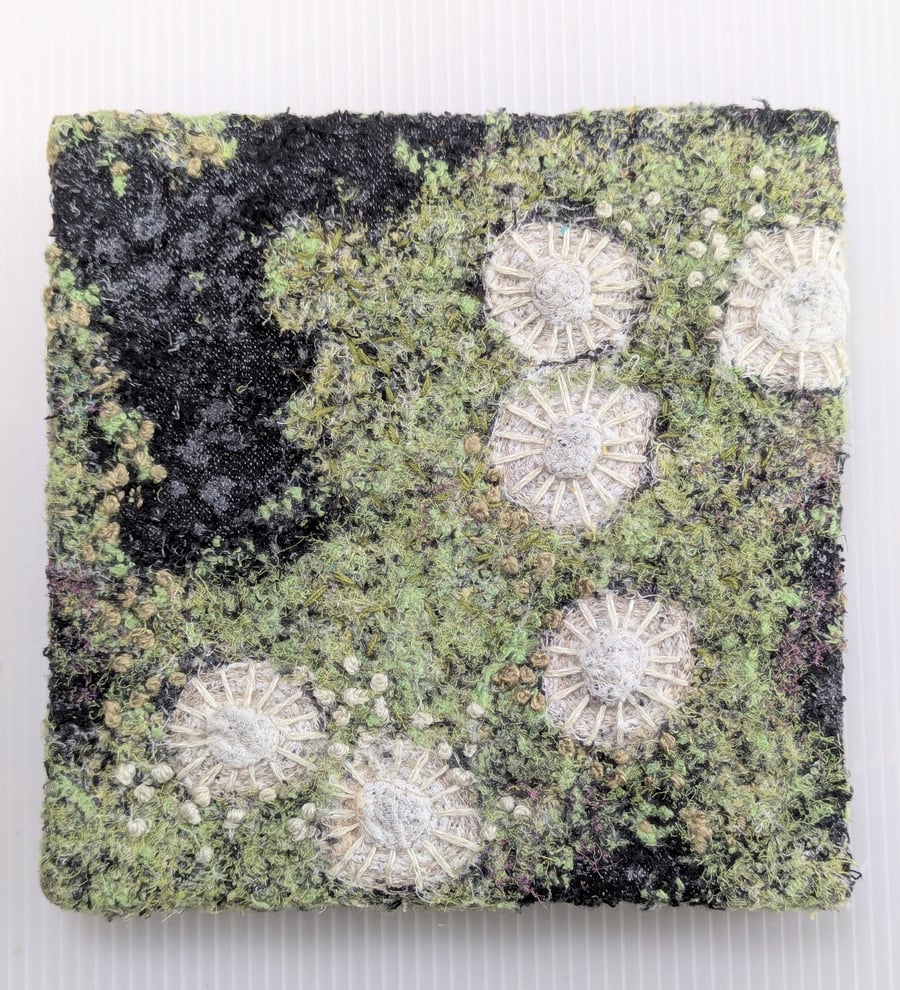 Coastal Dreams Textile Art: lichen green - UNFRAMED