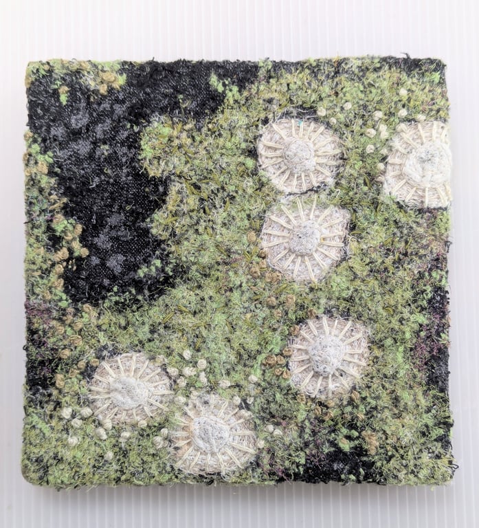 Coastal Dreams Textile Art: lichen green - UNFRAMED