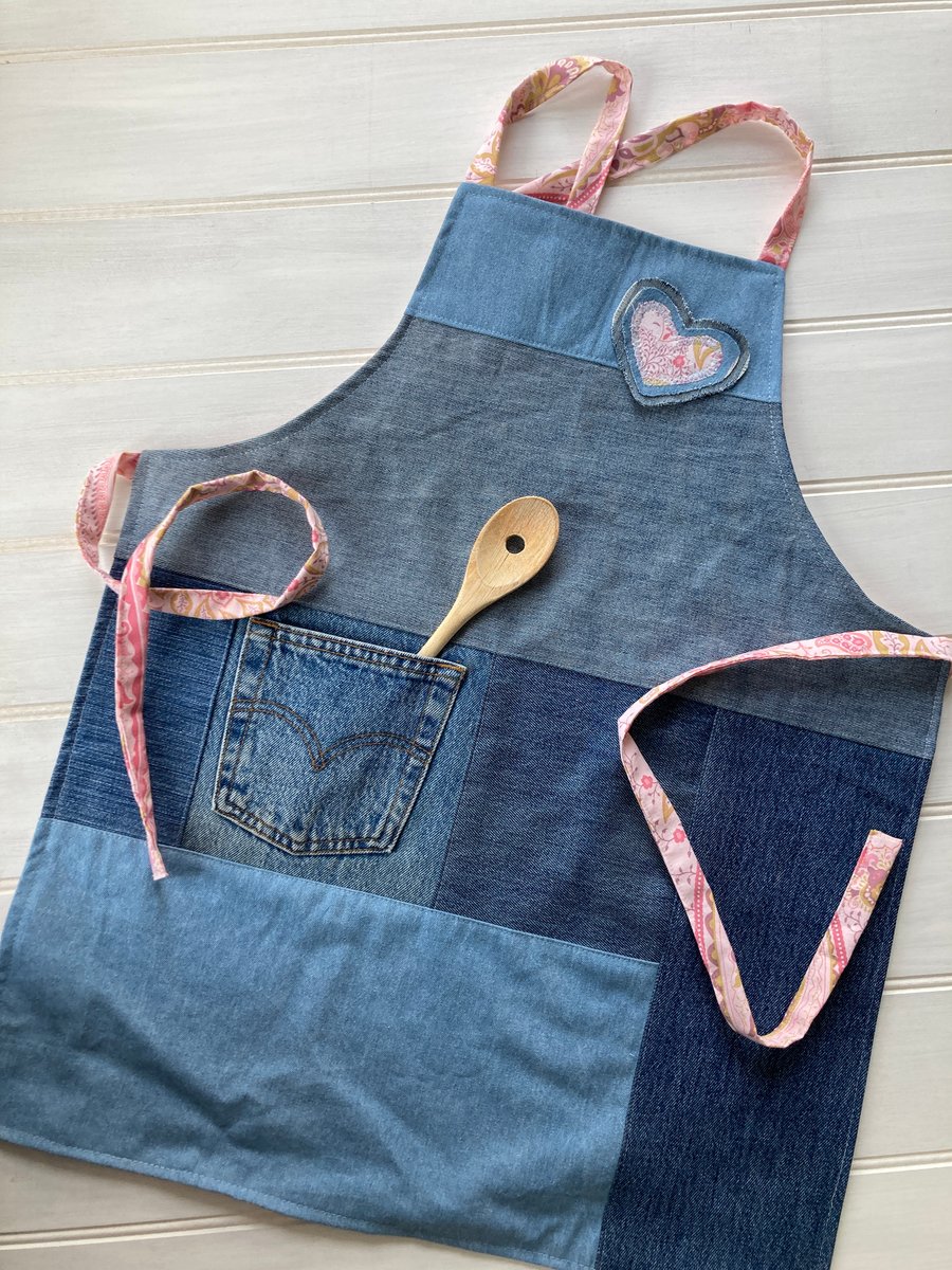Upcycled denim child sized apron