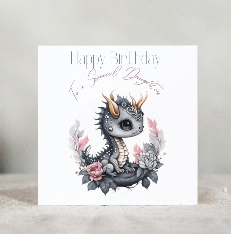 Daughter Birthday Card with Dragon