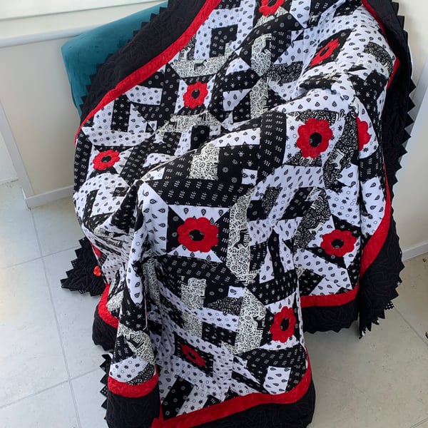 patchwork Poppies On Monochrome