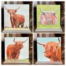 Highland Cow Notecards, set of 8