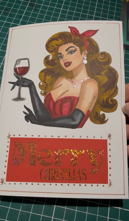 Retro Vintage sassy broad Merry Christmas handmade Card