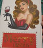 Retro Vintage sassy broad Merry Christmas handmade Card