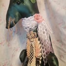 Hare, bunny textile art sculpture anthropomorphic, vintage textiles