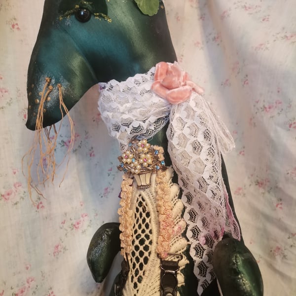 Hare, bunny textile art sculpture anthropomorphic, vintage textiles