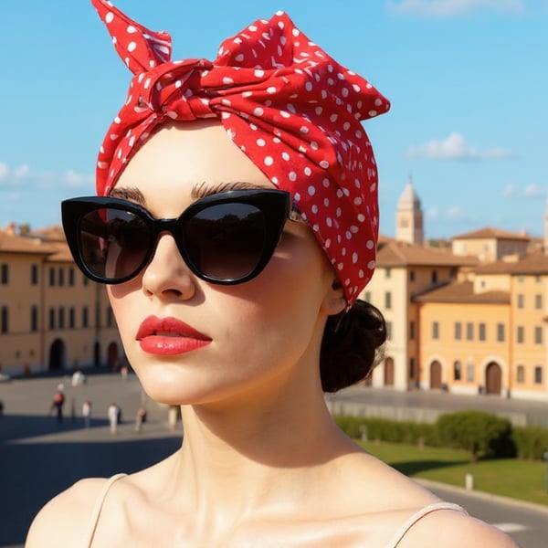 1950s Retro Rockabilly Headscarf Handmade red & white Polka dot Print