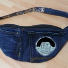 Denim crossbody bumbag upcyled jeans bag zip top bum bag blue denim upcycled bag