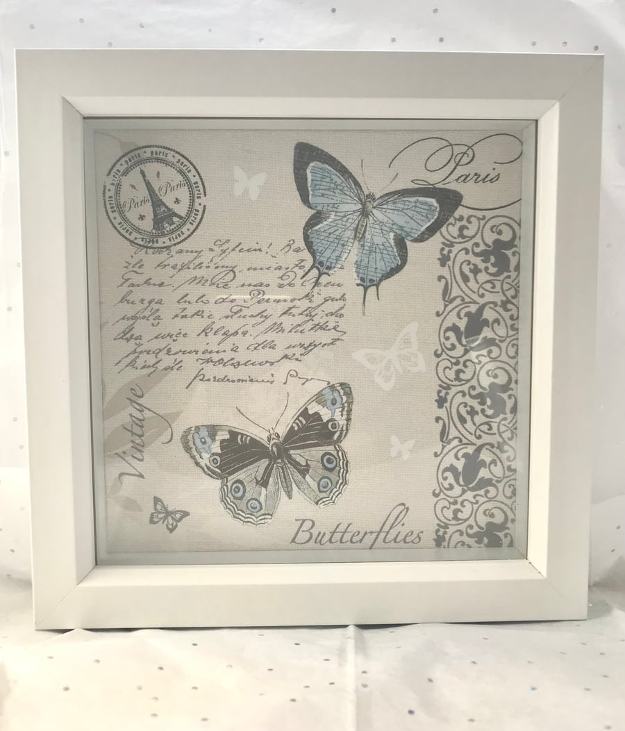Beautiful butterflies in a shadow box frame