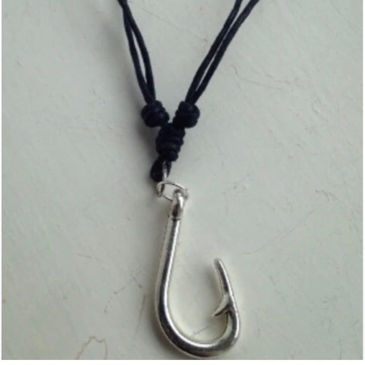 Fish Hook Adjustable Hemp Necklace Surfer Style Sea Ocean Surfing Fishing