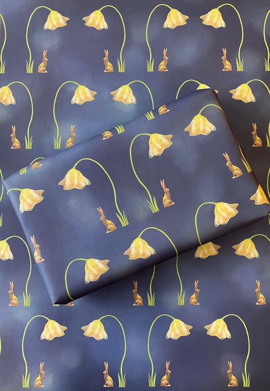 Hare wrapping paper: 2 X SHEETS - flower wrapping paper, Art Nouveau, floral 