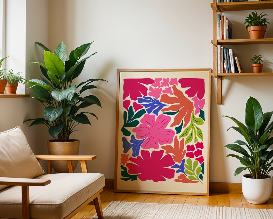 Modern Colourful Abstract Floral Wall Art Print