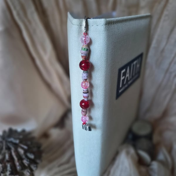 Cherry Red beaded Bookmark (one of a kind!) 