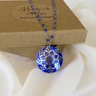 Celtic necklace dark blue, 25mm round pendant, handmade jewellery (CP15)