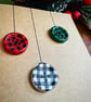Christmas bauble gingham button card handmade winter holiday greeting card - Image 2
