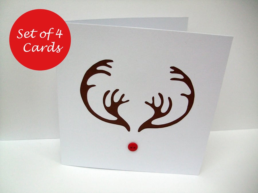 Pack of 4 Reindeer Christmas Cards