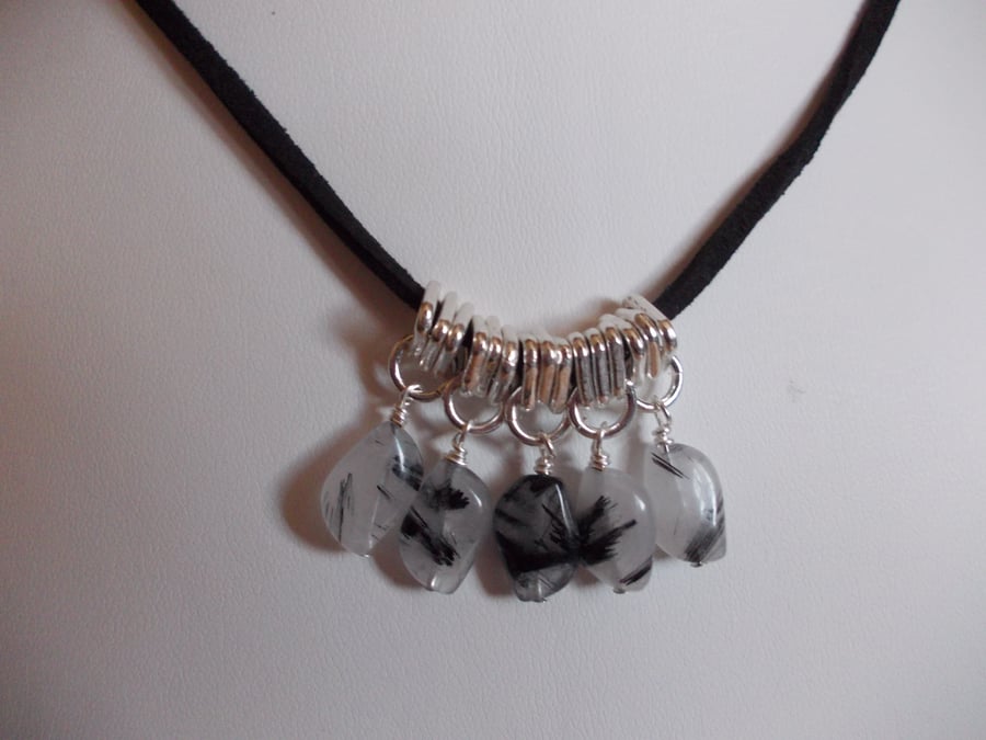Rutile quartz charm necklace