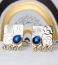 Handmade sterling silver cufflinks with blue Spinel gemstones. Stone choice. M. - Image 5