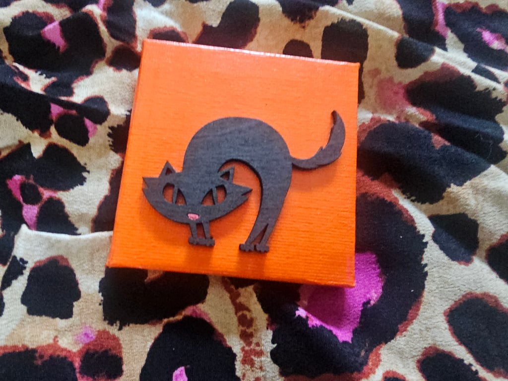 Mini Spooky Cat Wood & Canvas