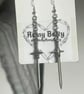 Handmade SIlver Sword Chain long Earrings  - Image 1