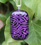 Handmade Purple Dichroic Pendant Necklace Maze pattern Fused Glass  SKU F12 - Image 6