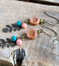 Coral Pink Czech Glass Flower Earrings - Spring Blossom Brass Jewellery - Image 3