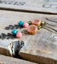 Coral Pink Czech Glass Flower Earrings - Spring Blossom Brass Jewellery - Image 4