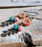 Coral Pink Czech Glass Flower Earrings - Spring Blossom Brass Jewellery - Image 5