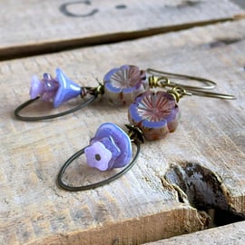 Lavender Glass Flower Earrings. Purple Floral Earrings. Nature Inspired