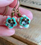 Peach & Turquoise Flower Earrings. Czech Glass Spring Jewellery. Floral Earrings - Image 2