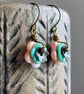 Peach & Turquoise Flower Earrings. Czech Glass Spring Jewellery. Floral Earrings - Image 6