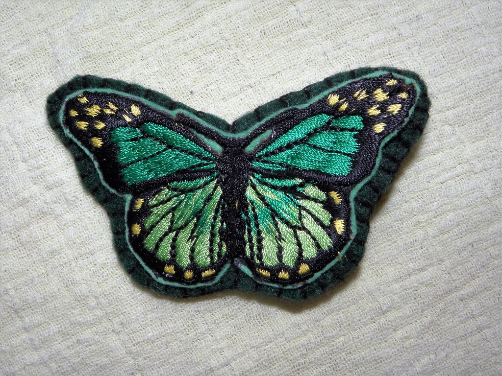 Large Felt Butterfly Hair Clip - Green