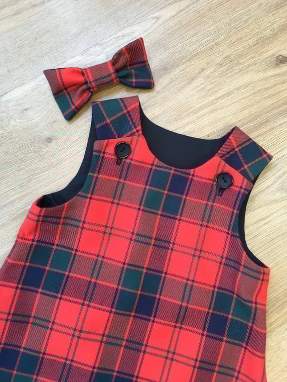 Robertson Tartan Pinafore Dress and Hair Bow