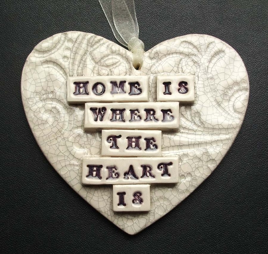 ceramic heart decoration Home is where the heart is