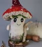 Needle Felted Mushroom Forager - Woolen Decoration 