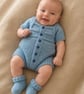 Hand knitted baby boy romper set 